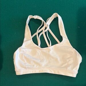 Women's White Strappy Sports Bra